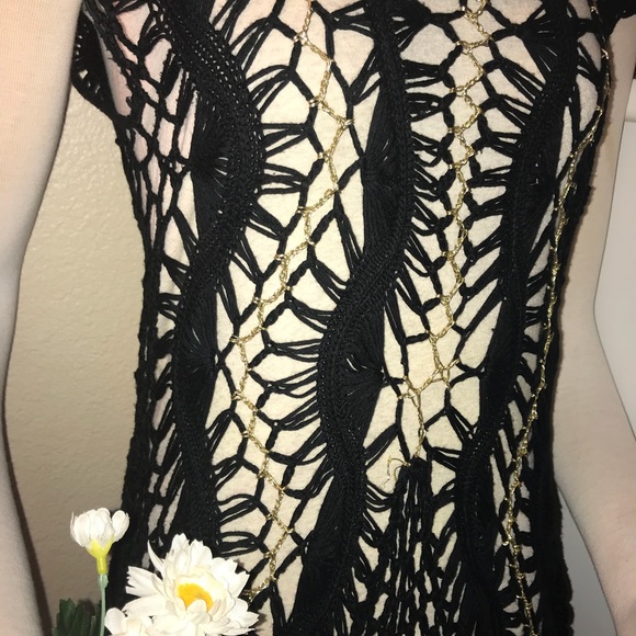 Boho Crochet Waterfall Sweater Blouse Top - Picture 5 of 7